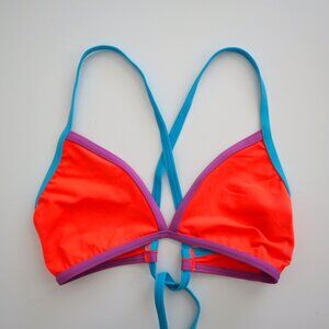 Speedo Neon Colorblock Triangle Bralette Bikini Top | M